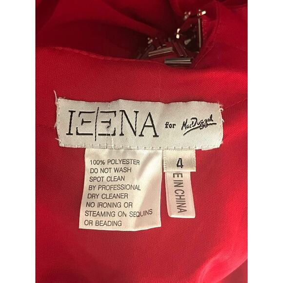 Ieena for Mac Duggal Red Formal Maxi Dress Size 4 Crystal Details Prom Wedding - Picture 2 of 13